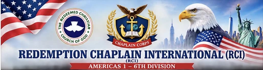 RCI ceremonial banner featuring the RCI Chaplain Corps and RCCG emblems